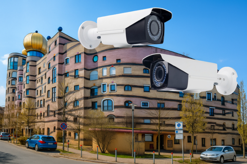 Videoüberwachung in Darmstadt - vor dem Hundertwasserhaus