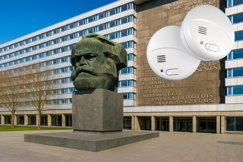 Rauchmelder in Chemnitz - Blick auf eine Statue