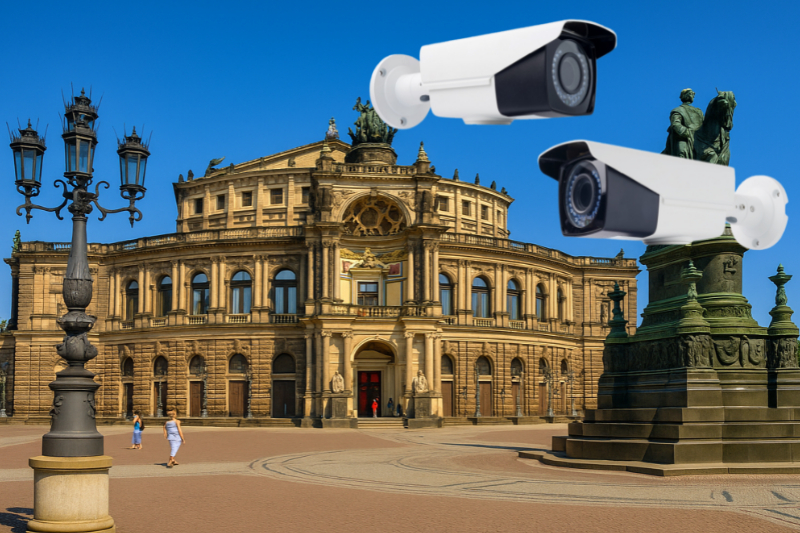 Videoueberwachung in Dresden - Bild von der Semperoper mit Kameras